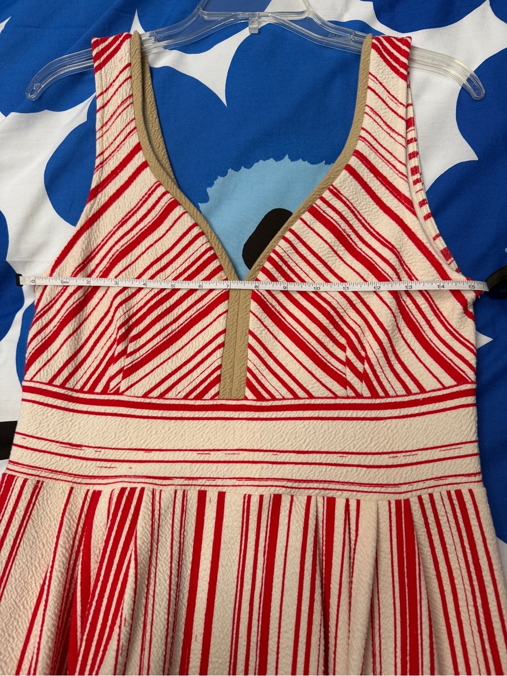 Anthropologie Red and White Pleated Midi Dress - Picture 11 of 11